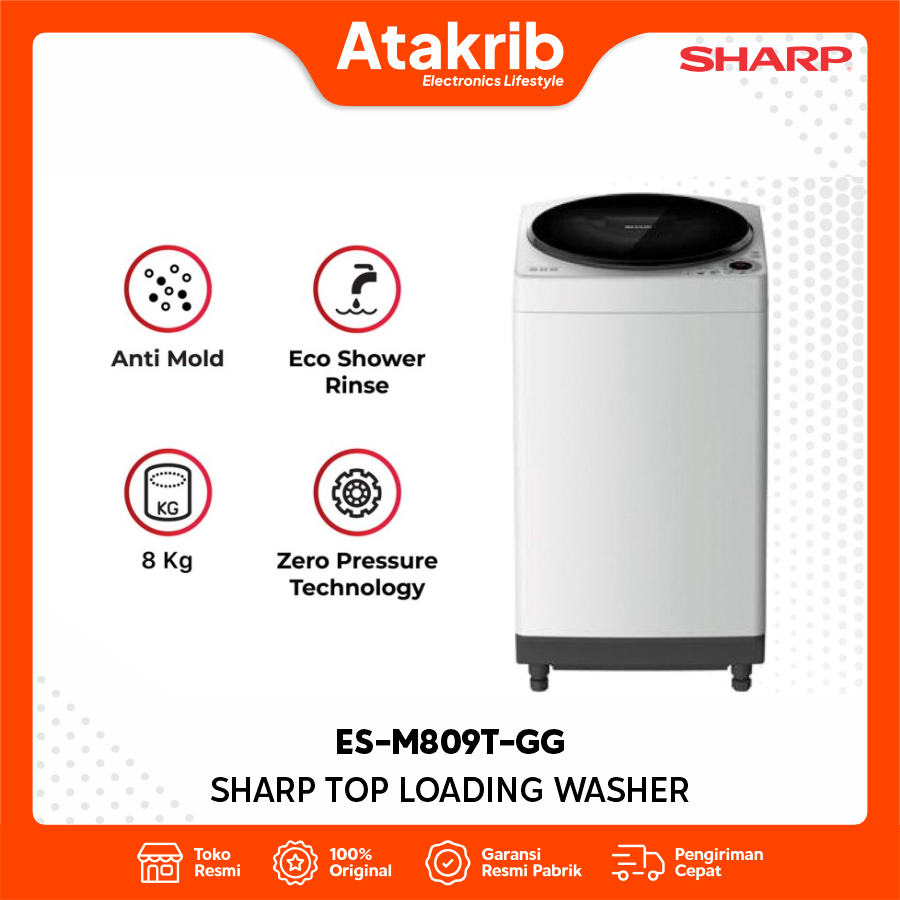 SHARP TOP LOADING 8KG ES-M809T-GG