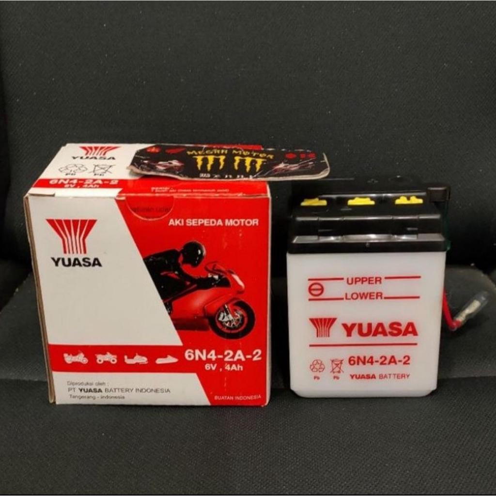 Aki Accu Yuasa Basah RXS RXspesial  RX-R 6N4-2A-2. / 6N4-2A-4  6volt 4Ah.  YT-115 V-75 DX-100 LS-3. 