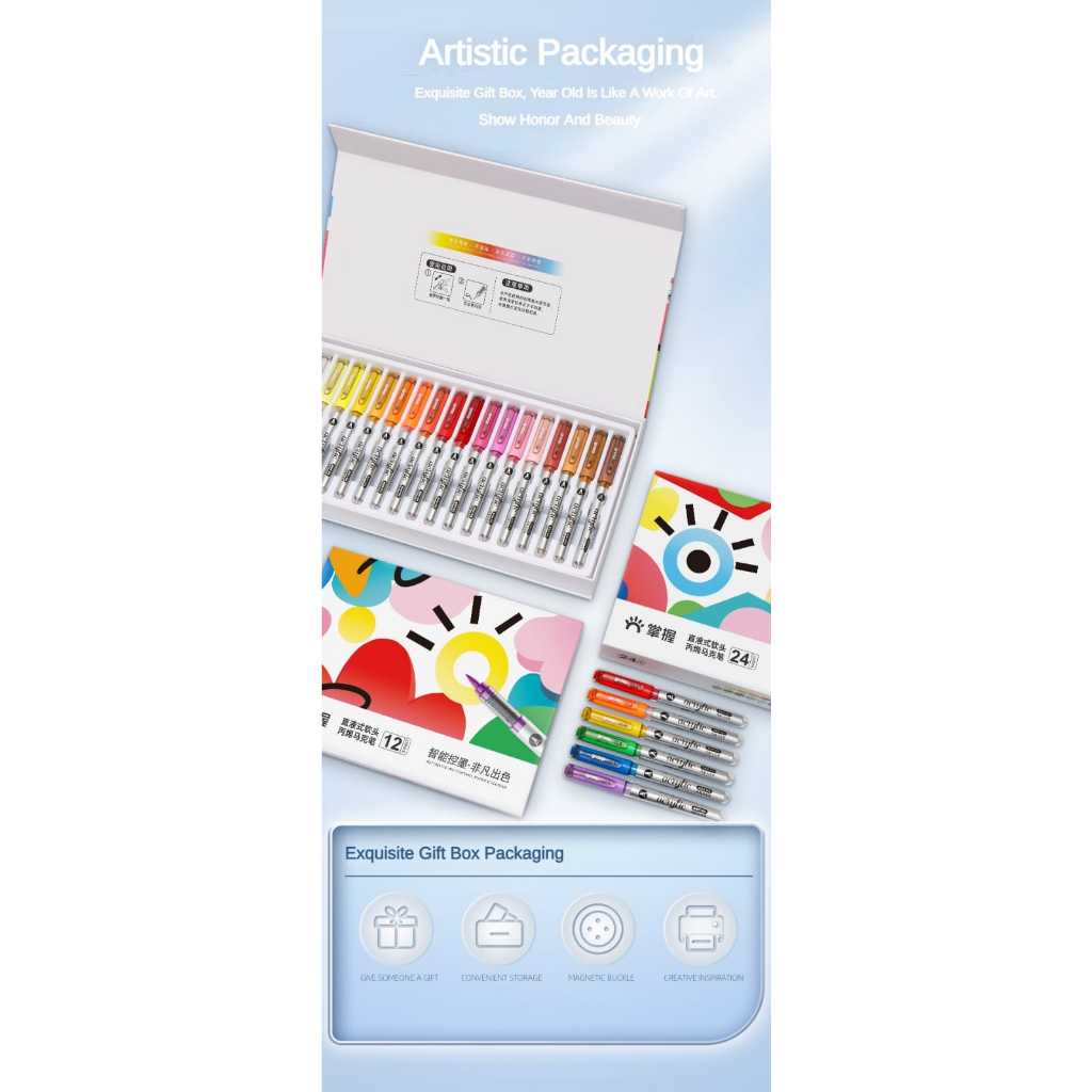 

Ay00! Grasp Pro Brush Acrylic Marker/Spidol Akrilik MKB2309 Set 24/36/48/60/120 Warna