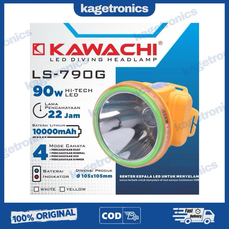 SENTER KEPALA SELAM KAWACHI LS790G 90W 45JAM ORIGINAL HEADLAMP DIVING LS 790 G