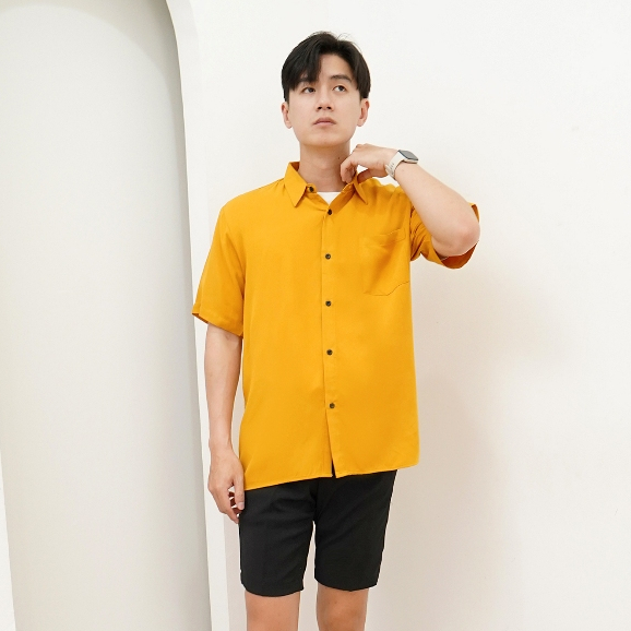 Kemeja Polos Pria- Mustard