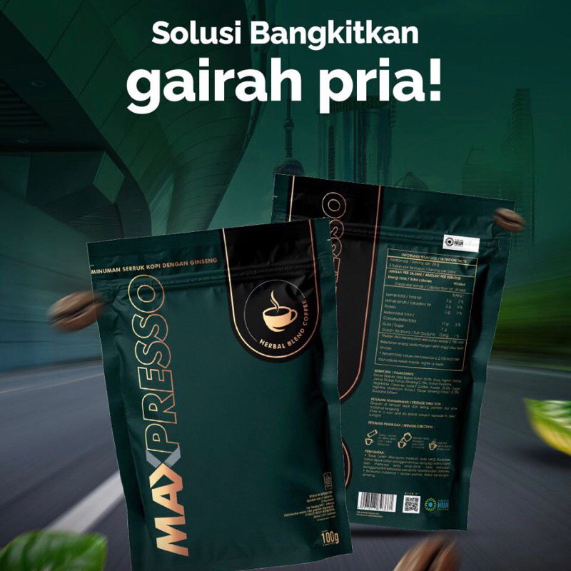 

MAXPRESSO Coffee Ginseng isi 5 Sachet / Maxpresso HWI Original 100% / Kopi Maxpresso HWI Herbal stamina Pria