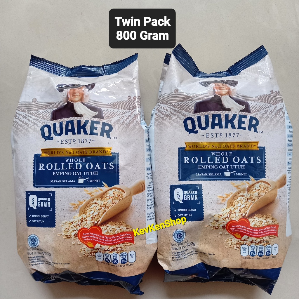 

Quaker Rolled Oats Oatmeal Sereal 800gram Bulir Utuh 800 gram BPOM TWIN PACK ( 2 BUNGKUS )