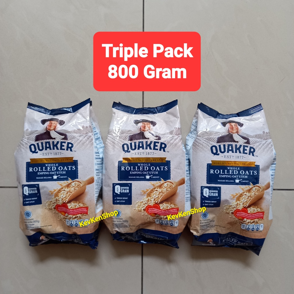 

Quaker Rolled Oats Oatmeal Sereal 800gram Bulir Utuh 800 gram BPOM TRIPLE PACK ( 3 BUNGKUS )