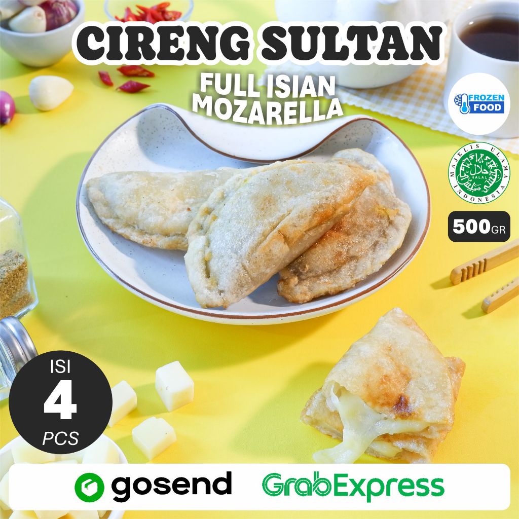 

Lurugein - CIRENG SULTAN Mozarella Bahan Keju Premium ISI 4pcs Frozen Food FULL ISIAN