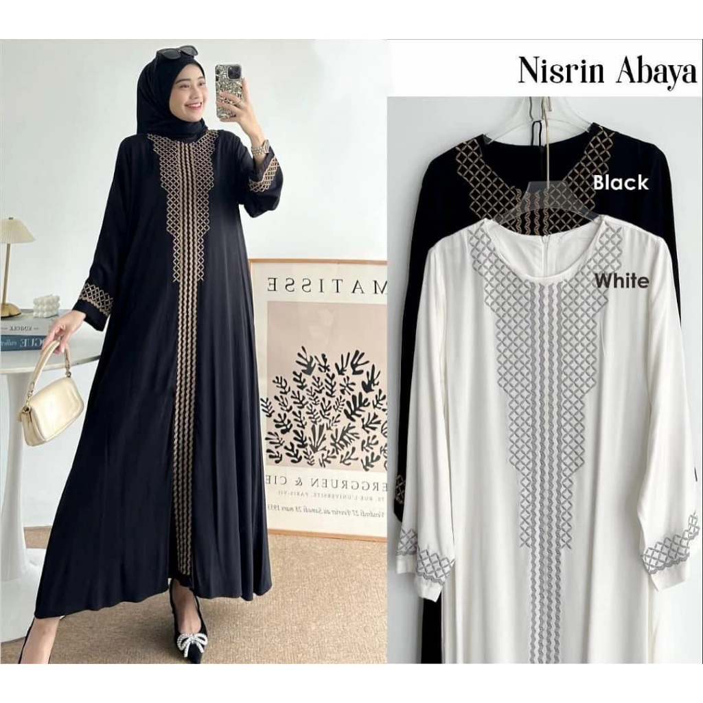 Alberkah-Promo Nisrin Abaya Ceruty Bahan Jatuh / Gamis Wanita Elegan Mewah / Abaya Terbaru 2025 Leba