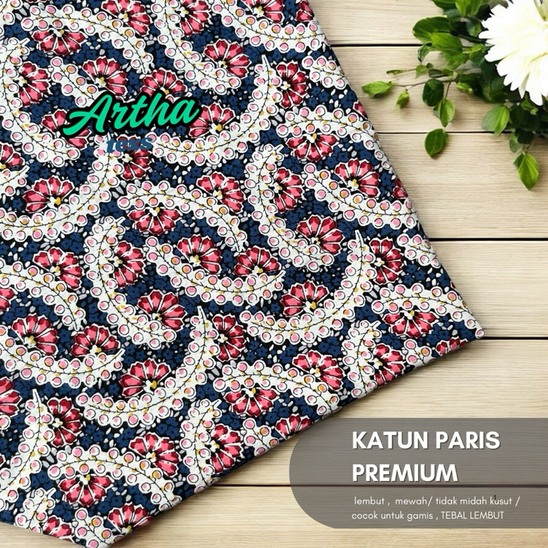 kain katun paris premium motif bunga terbaru / kain katun motif bunga / kain gamis katun motif bunga