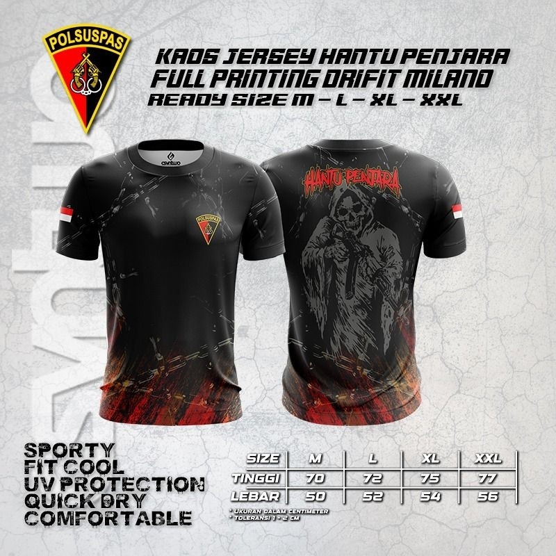 Jersey Hantu Penjara/ kaos Printing Polsuspas Hantu Penjara/Drifit Milano