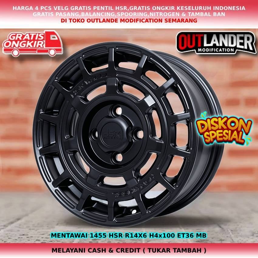 Velg racing rally untuk mobil Splash| Wagon R| Ayla| Calya| Sigra| Sirion dll velg hsr mentawai R14