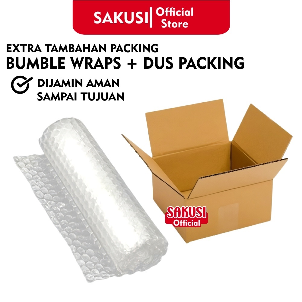 

Sakusi Tambahan Bubble wrap dan dus packing dijamin aman sampai tujuan