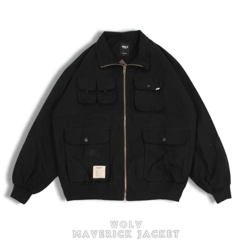 WOLV ORIGINAL FLIGHT JACKET MAVERICK BLACk WORK JACKET POLOS UNISEX