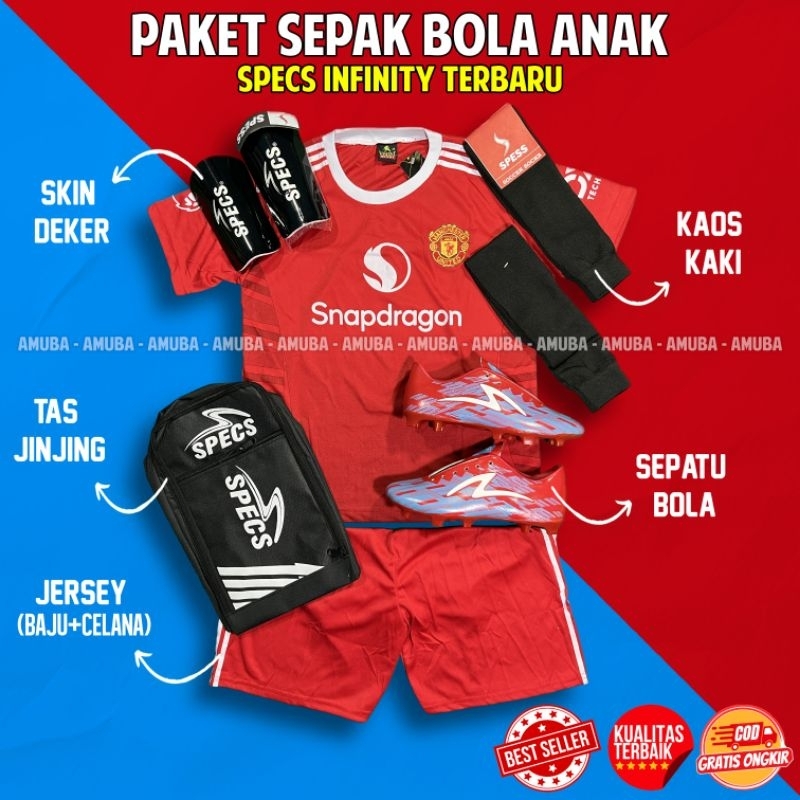 Promo Sepatu Bola Anak Specs Infinity Lengkap Paket Komplit Sepatu Sepak Bola Anak Specs Terbaru