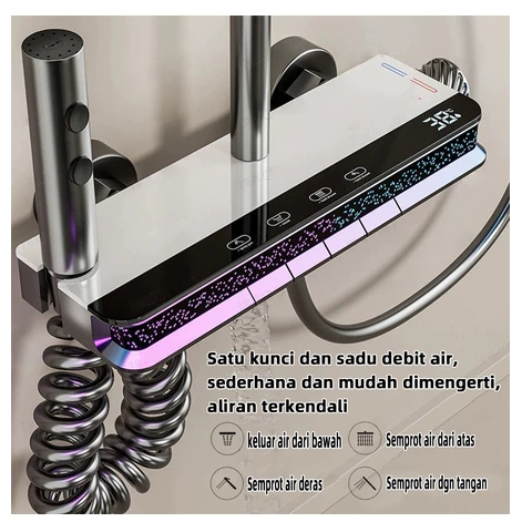 Shower Kamar Mandi Satu Set + Keran Shower + Set Shower Bathtub Stainless Steel - Set Batang Shower