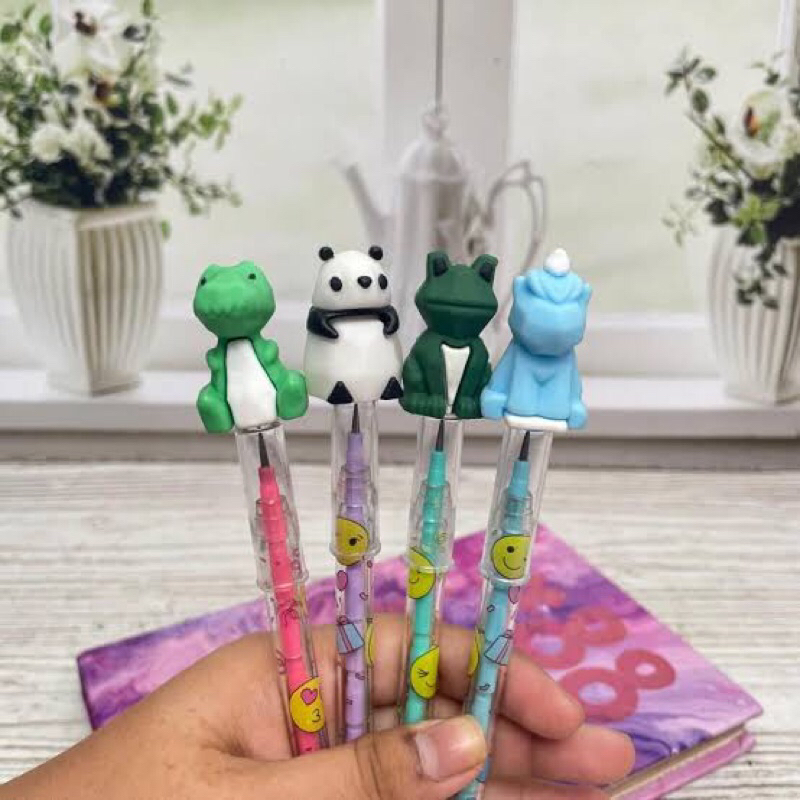 

Pensil Susun Animal Panda Kodok Dino Murah Pensil Peluru Pelor Karaketer Animal Lucu