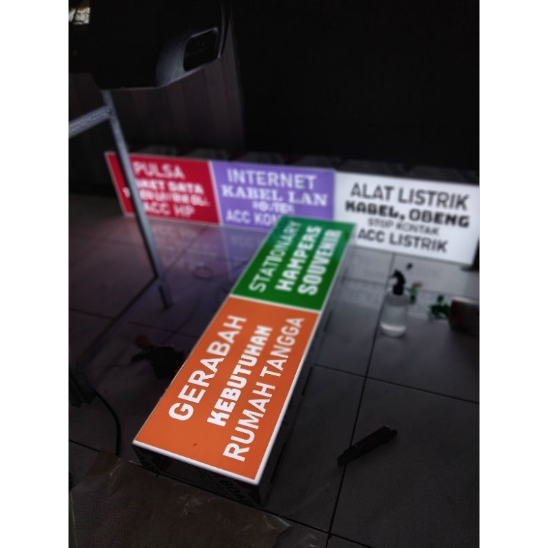 Neon Box Bulat/Kotak 1 Sisi Atau 2 Sisi Bahan Full Akrilik