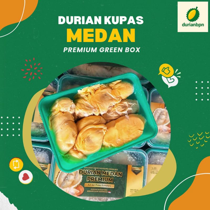 

Durian Kupas Medan Premium Box Hijau - Berat 500gr