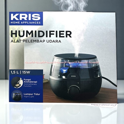 Kris Humi Difier 1.5 Liter Alat Pelembab Udara Warna Hitam dengan Fungsi Aromaterapi dan Lampu Tidur