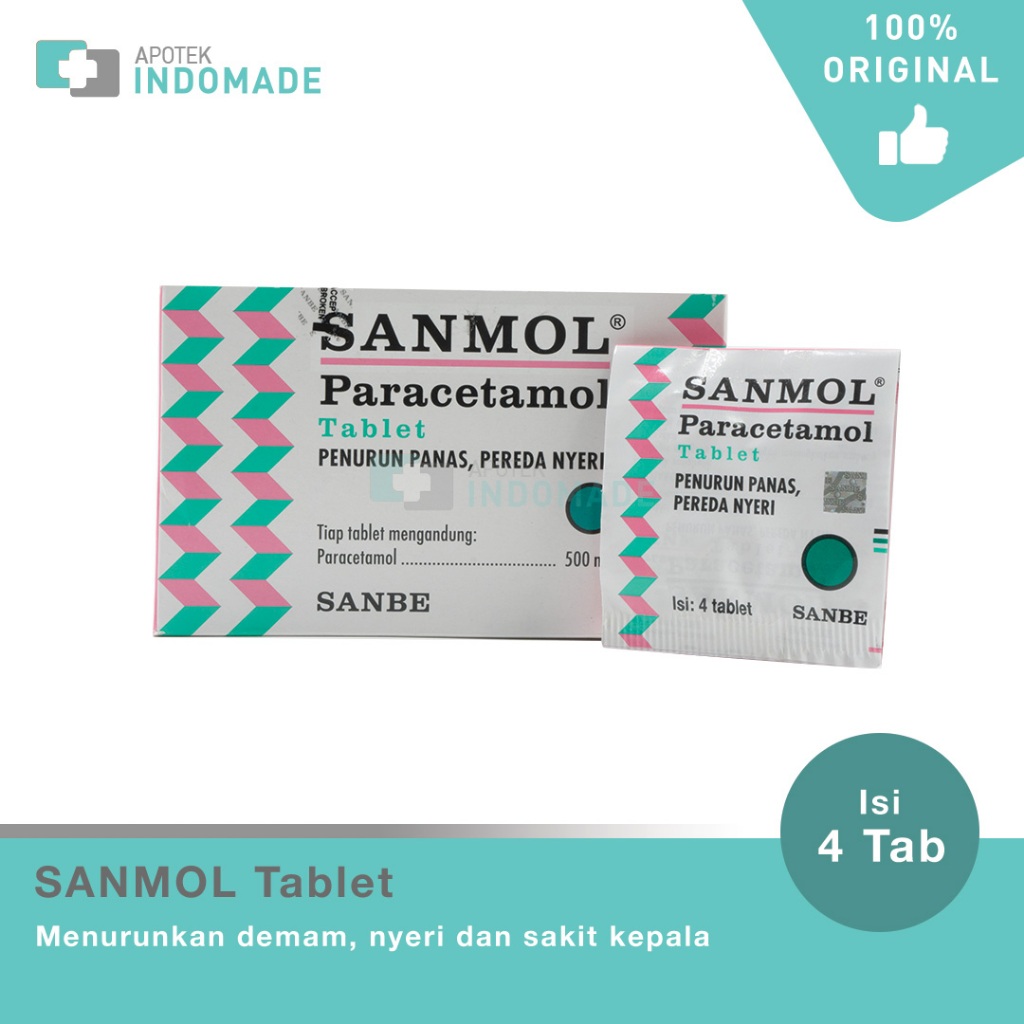 Sanmol Tablet - Parasetamol / Obat Penurun Panas & Pereda Nyeri