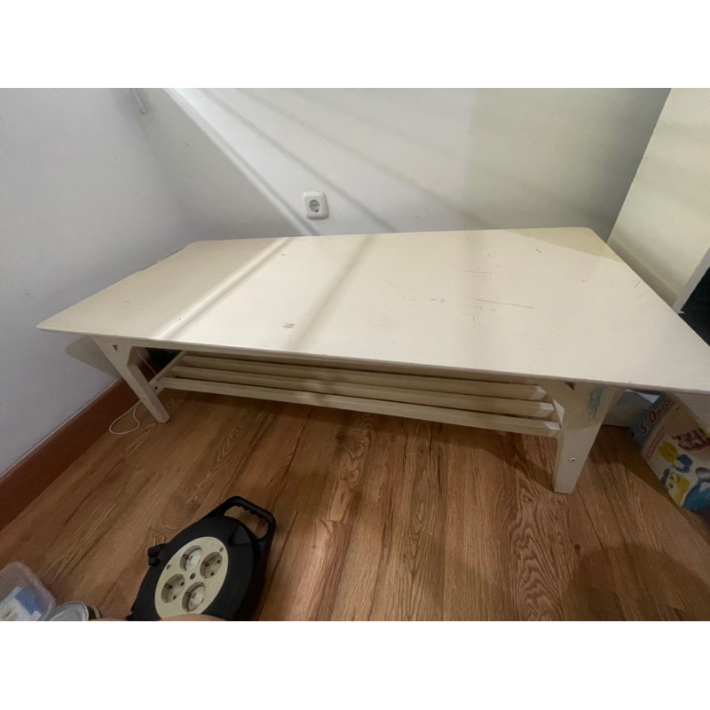 Meja tamu kayu cat duco putih iFURNHOLIC