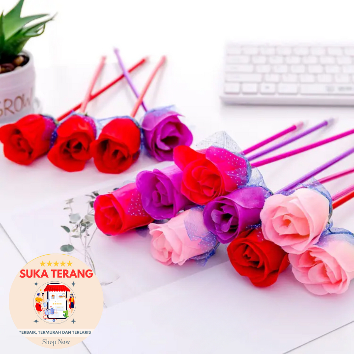 

ST Pena BUNGA MAWAR ROSE/Pulpen Hadiah Guru/Ballpoint Alat Tulis Sekolah Kantor/Pena Dekorasi