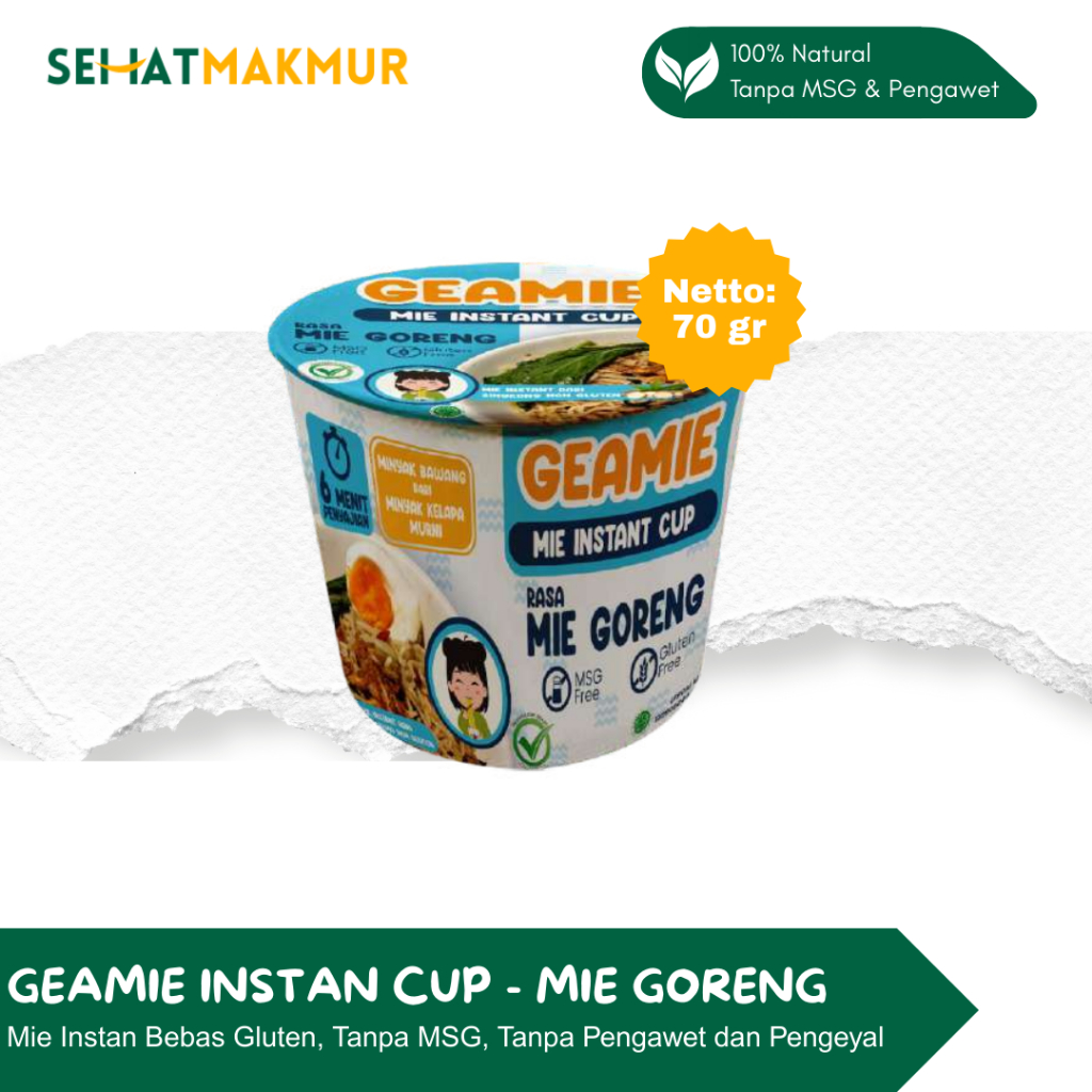

Geamie Instant Cup - Mie Goreng (Mie Instant Sehat Tanpa MSG, Gluten, Pengawet dan Pengenyal)