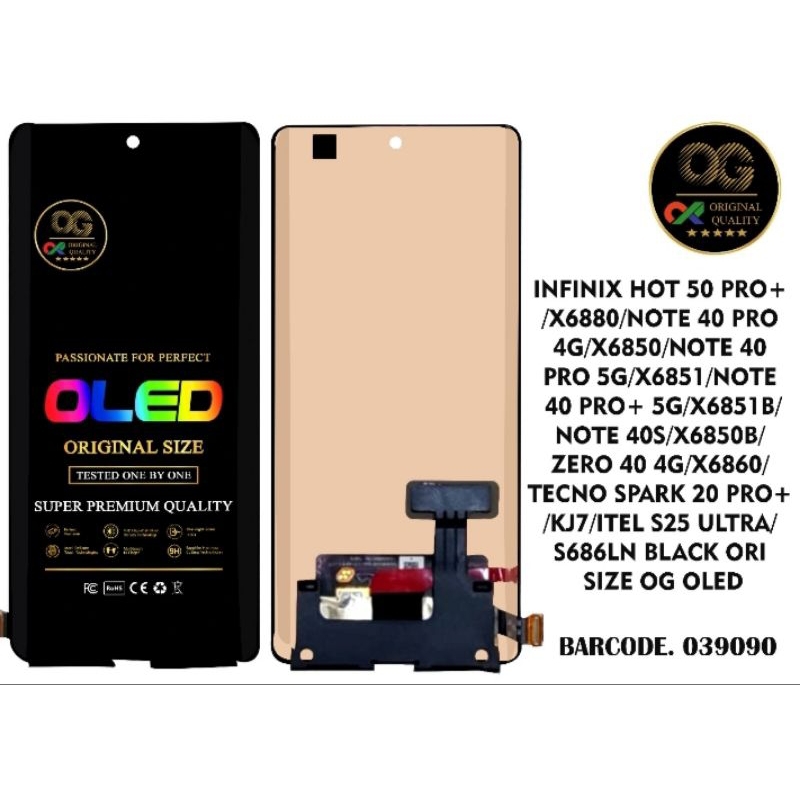 LCD+TS INFINIX NOTE 40 PRO 4G/X6880/NOTE 40 PRO 5G/X6851/NOTE 40 PRO+5G/TECNO SPARK 20 PRO BLAC ORI 