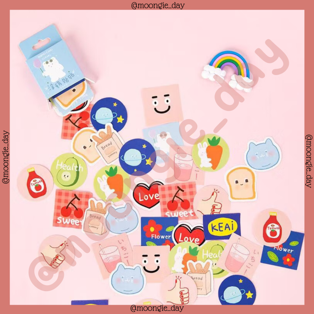 

45 PCS/BOX STIKER KERTAS TEMA BALLON BEAR SCRAWL ANIMAL BERUANG BALON BULLET JURNAL DIY DIARY LUCU MURAH SCRAP BOOK