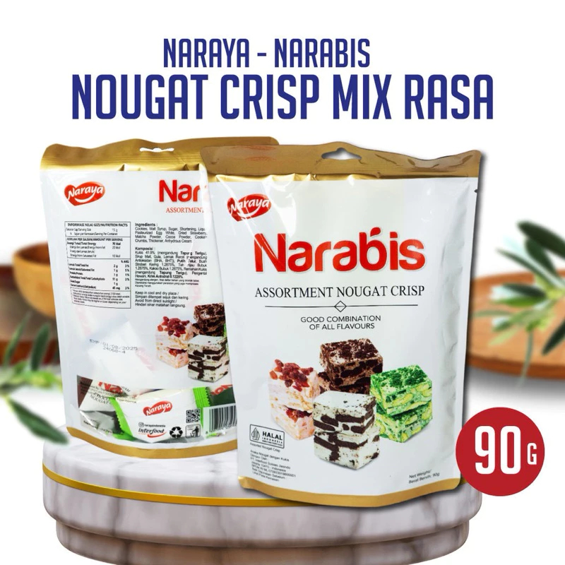 

Naraya NARABIS Assortment (Chocolate, Strawberry, Matcha, Cookies Cream) Nougat Crisp 90g
