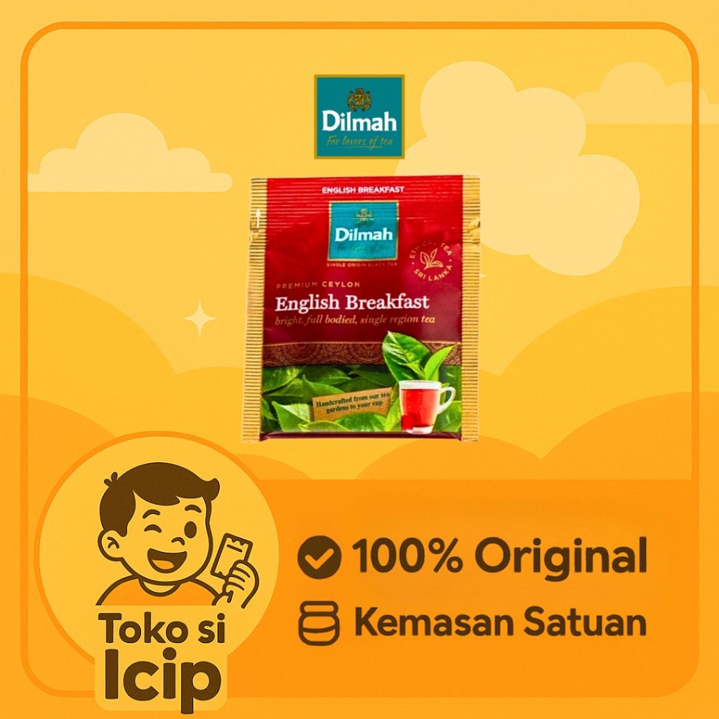 

[Sachet] Dilmah English Breakfast Black Tea Teh Hitam Celup 2gr Eceran Original BPOM