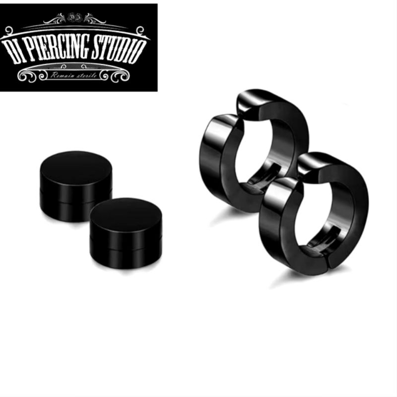 Anting jepit pria/set Anting magnet plus jepit/Anting viral