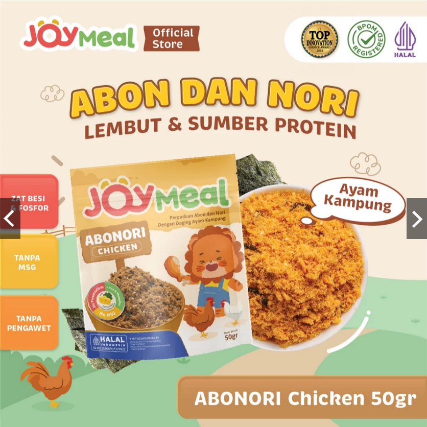 

JoyMeal AboNori CHICKEN Original 50gr | Perpaduan Abon dan Nori dengan Daging Ayam Kampung