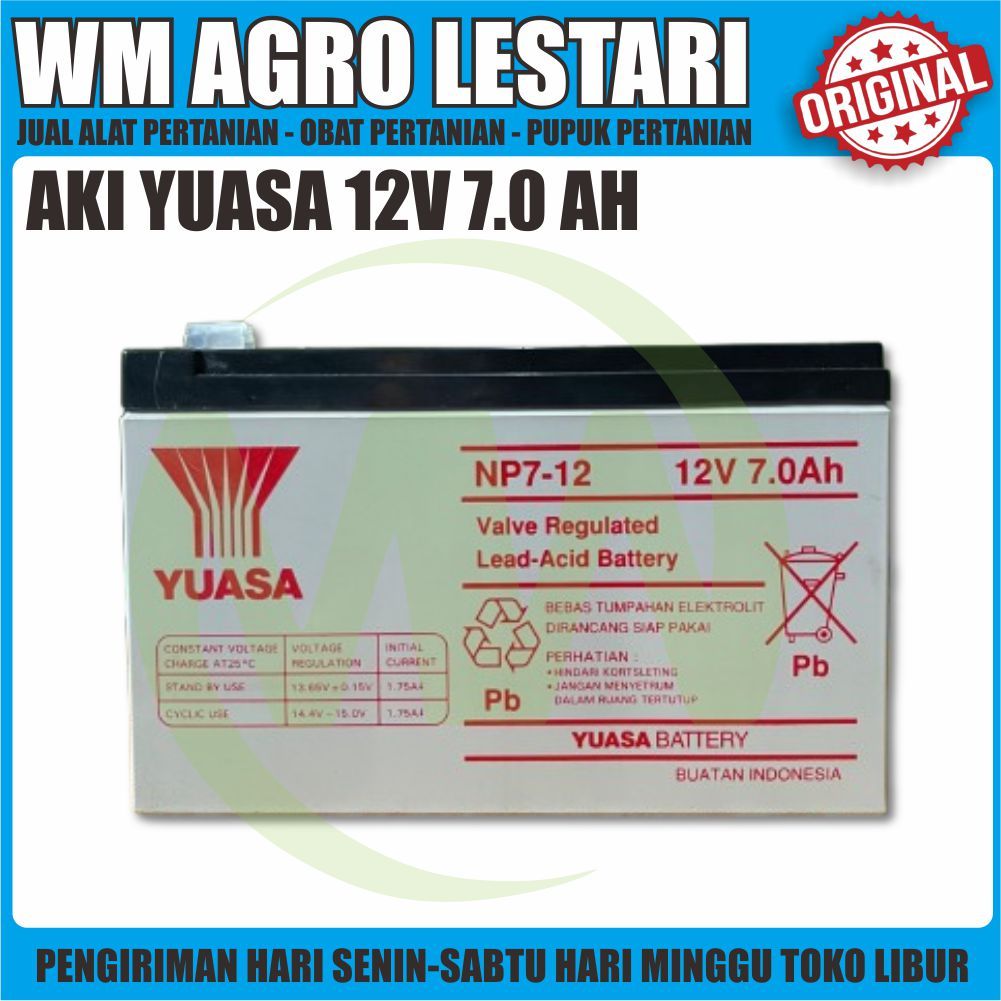 Aki YUASA 12V 7AH Original ACCU tangki pompa semprot elektrik UPS SELIS electric battery sprayer