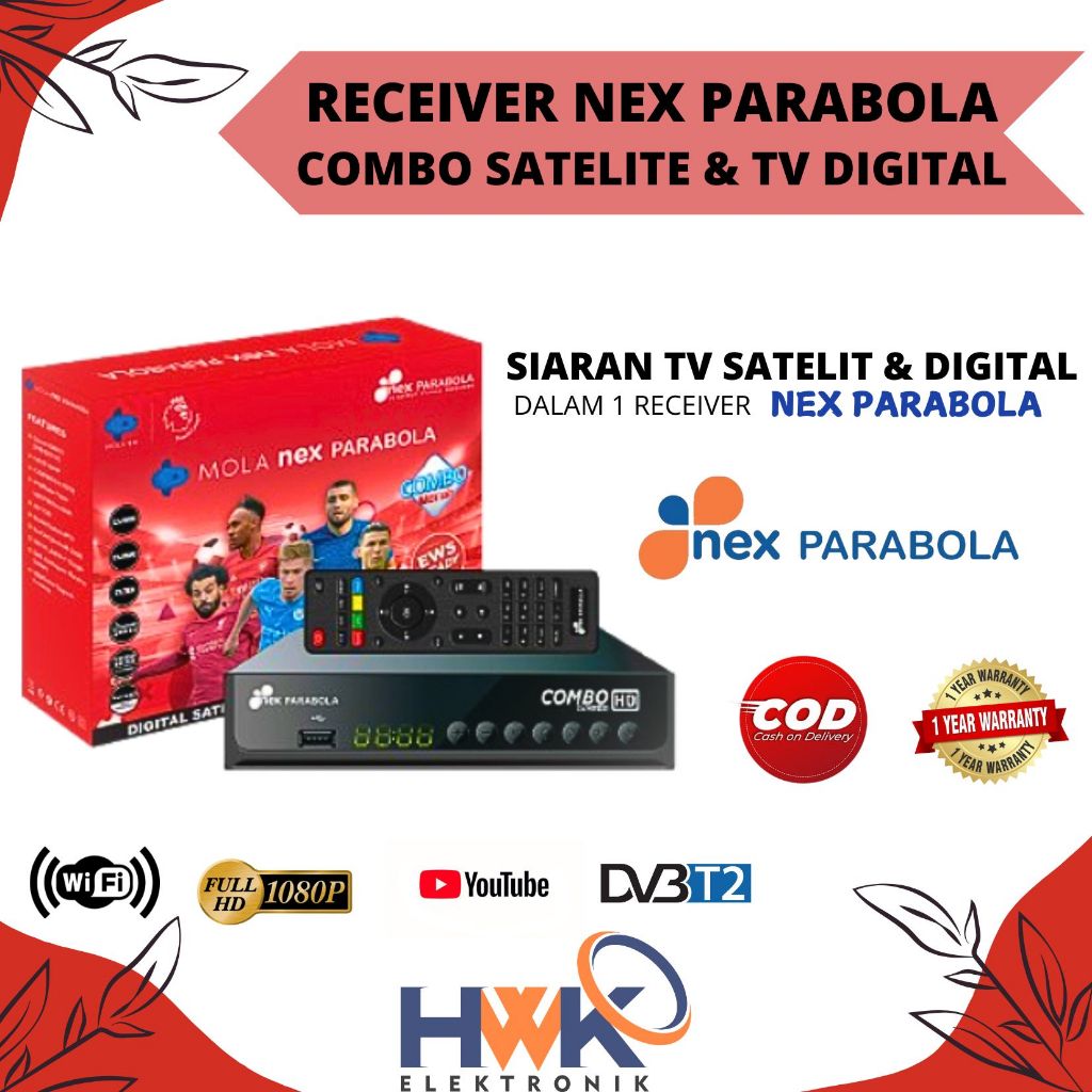 Receiver STB DIGITAL NEX PARABOLA COMBO MERAH BISA ANTENA DAN PARABOLA Bonus PAKET MNC GROUP 1TAHUN