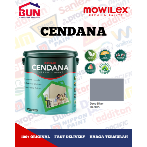 Mowilex Cendana Interior Paint Cat Tembok 25 Kg - DEEP SILVER (TINTING)