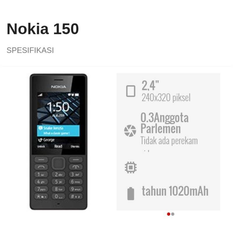 Hp Nokia 150 RM-1190 Second Original