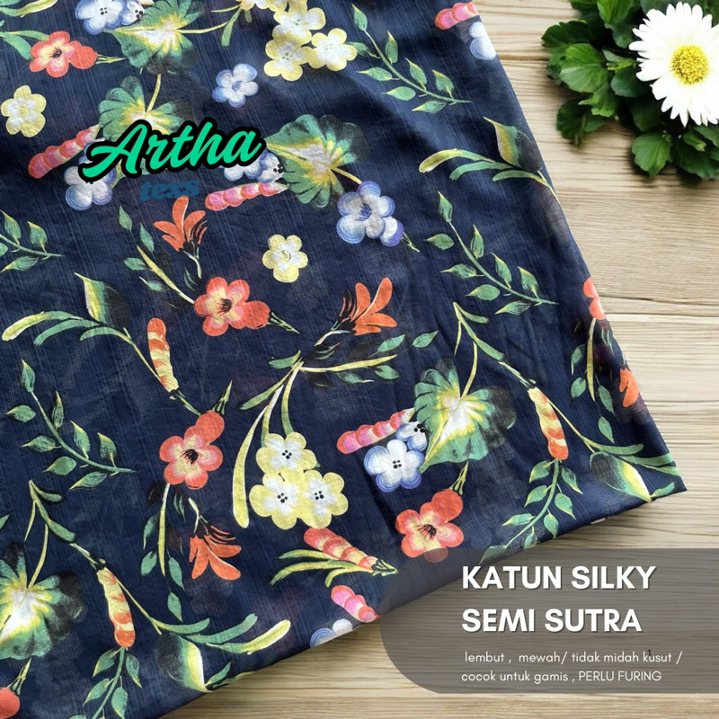 kain katun motif bunga / kain katun silky premium motif bunga