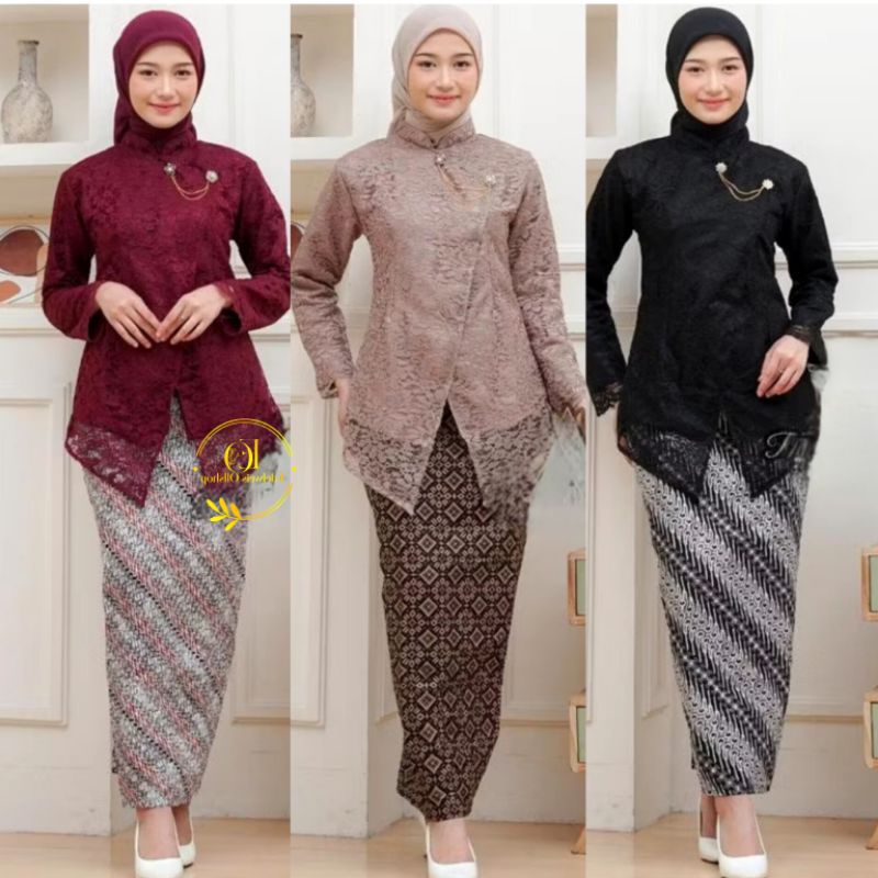 Kebaya Jawa Set JANGGAN KARTINI FREE BROS SLENDANG kebaya Wisuda kebaya Lamaran Tunangan Bridesmaid 