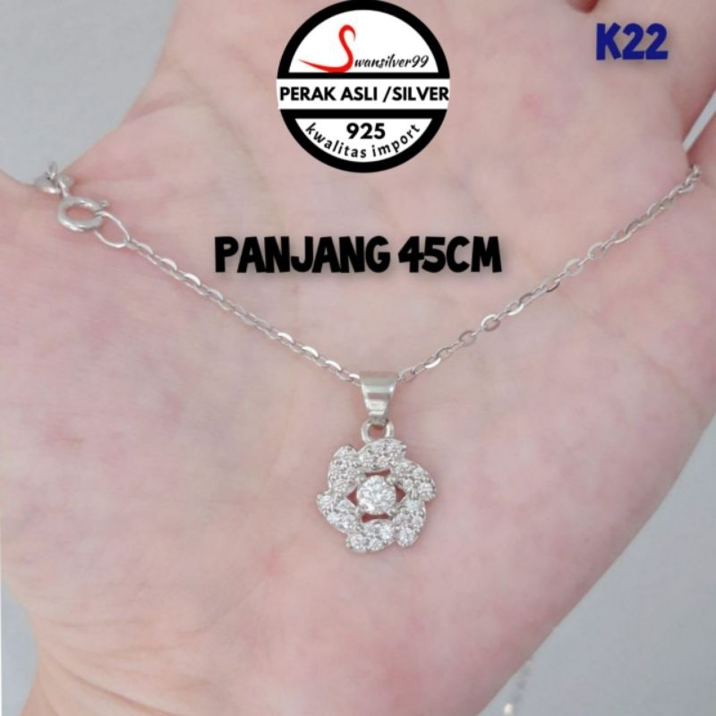 kalung liontin love mata crystal perak asli 925 lapis emas putih anti karat kwalitas import k22