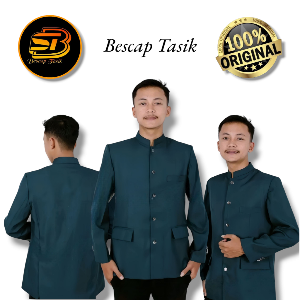 Jasko Hijau Botol Polos Motif Saku Tutup Jasko Bescap Original Jasko Premium Atasan Muslim Pria Dewa