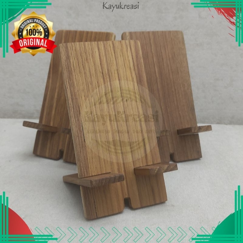 Holder Hp Kayu Natural Aksesoris Meja Handmade