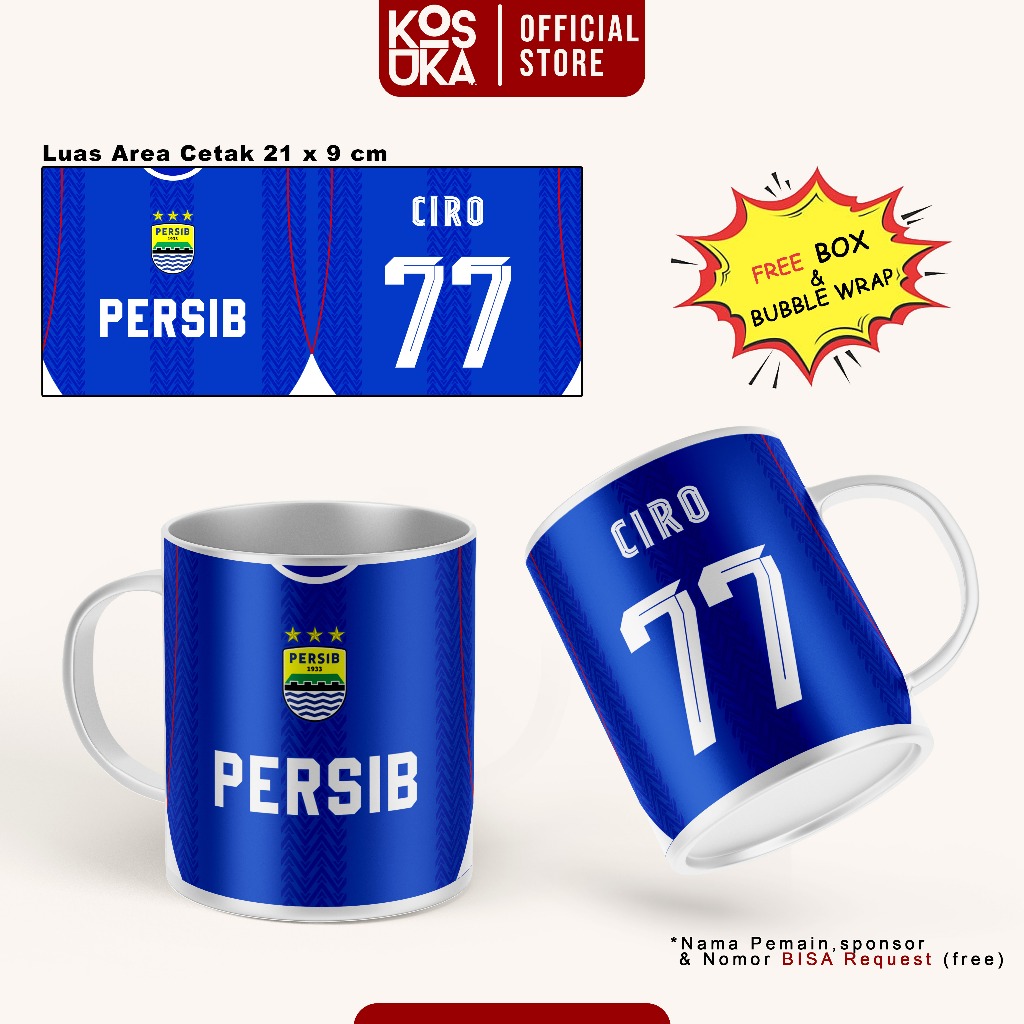 Cangkir Mug Desain PERSIB BANDUNG - MUG CUSTOM Gelas Keramik