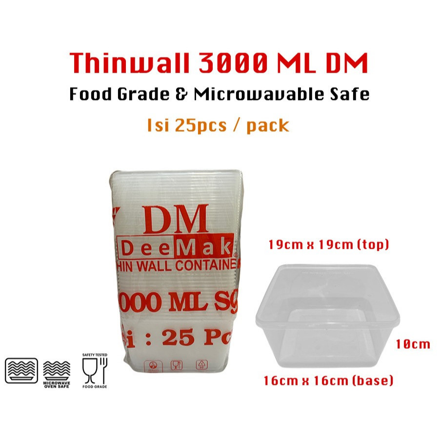 Thinwall 3000 ML Square Isi 25pcs DM / Thinwall 3000ml