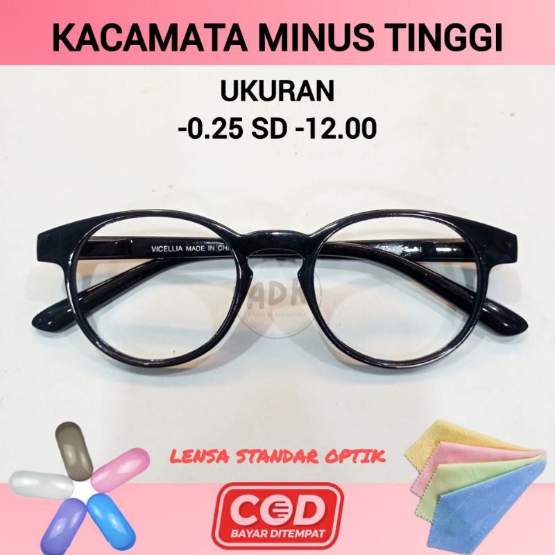 Kacamata Minus Tinggi Unisex Ukuran -0.25 sd -12.00 Lensa Standar Optik