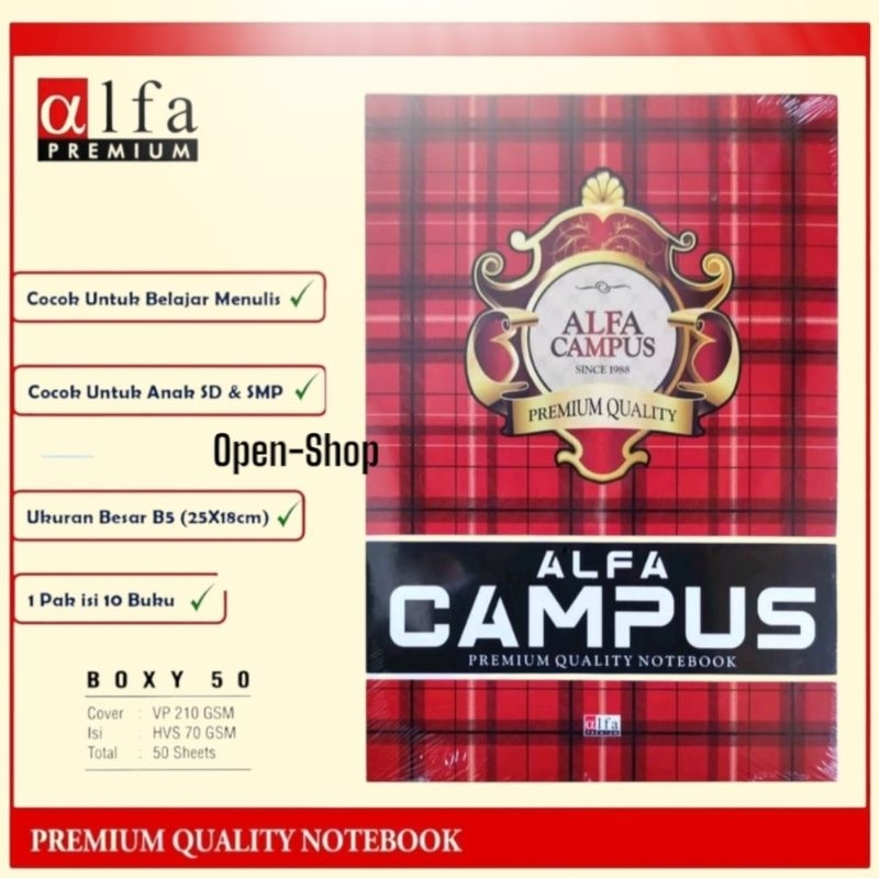 

[ 10 Buku ] Buku Tulis BMC/ ALFA/BMB Campus 50 Lembar