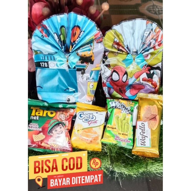 

Paket Hemat Snack Ulang Tahun Anak ( isi 10 pcs) Bingkisan Makanan