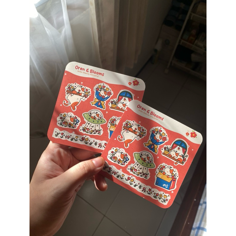 

Sticker Sheet Oren n Blooms by Nora – 10x10cm | Cute Cat Floral Aesthetic