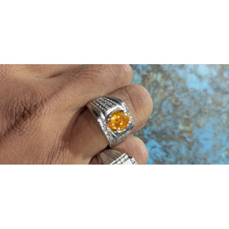 Natural yellow safir ceylon ring perak