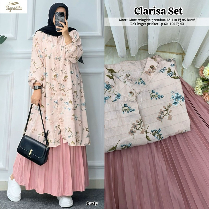 COD= NO CANCEL• Clarisa Set by Signadila• Setelan Tunik Rok Plisket Kekinian