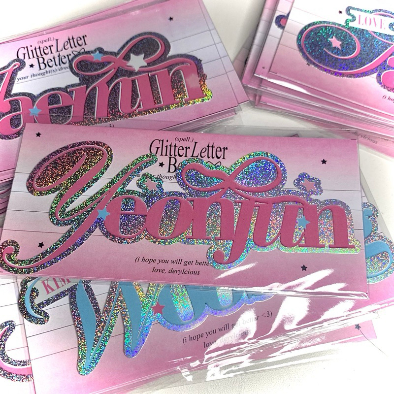 

(pre-order min beli 2pcs) sticker glitter letter better free custom by derylcious