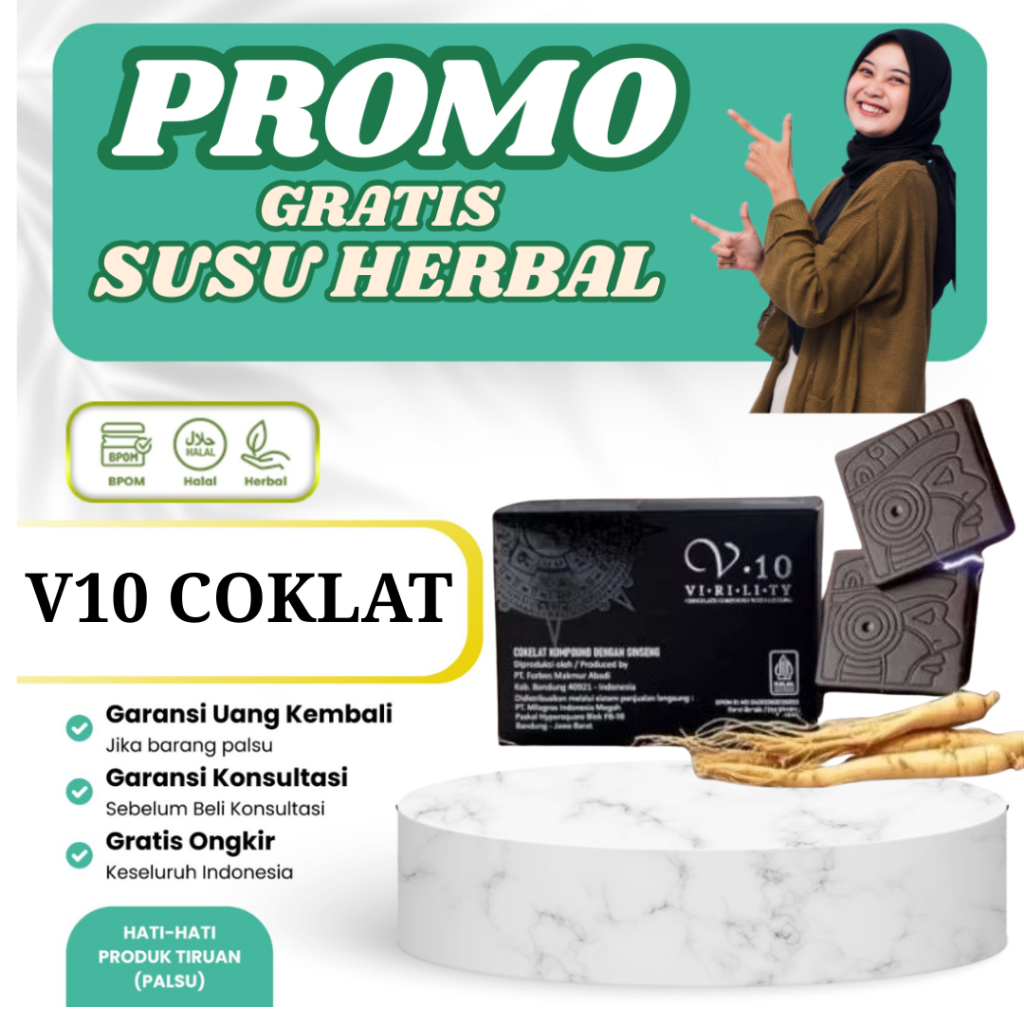 

PROMO V10 COKLAT GINGSENG | STAMINA PRIA TERUJI AMPUH AMAN 100% BPOM | ORIGINAL GARANSI 100%